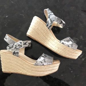 42 Gold Snake print wedges